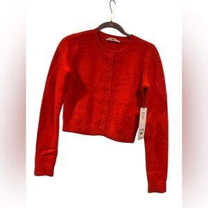 NWT Alo Yoga snuggle up sweater cropped cardigan BRIGHT RED Size XS